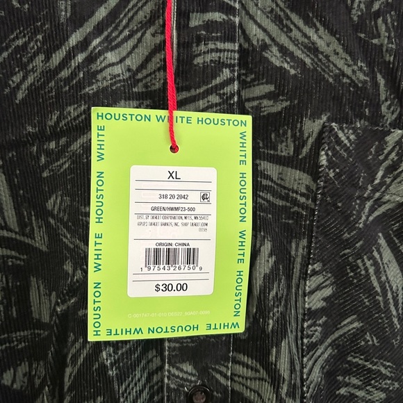 NWT Black and Green Lightweight Corduroy Shirt Jacket with Leaf Print XL - Picture 3 of 5